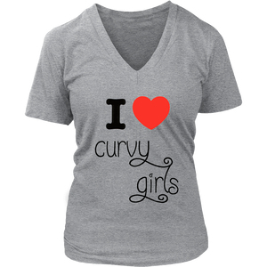 I Love Curvy Girls Women's V-neck Tees, Tanks, and Tee Shirts/Nightshirts - 6 Colors